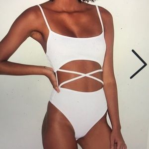 Nasty gal white bodysuit size 6!